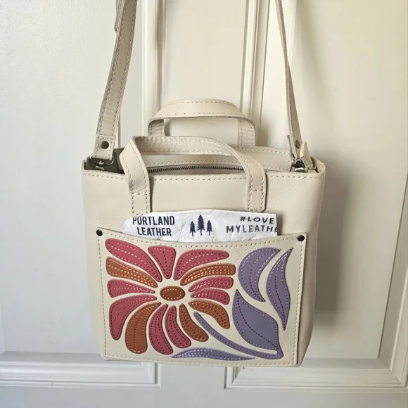 Portland Leather Bone Wildflower Mini Satchel/Crossbody🤎🤍🧡 - Picture 1 of 10